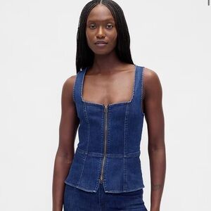 GAP Women’s Denim Zip Vest in Dark Wash